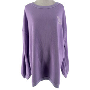 Aerie Women's Purple Wash Oversized Keep It Real Crew Sweatshirt Size Large NEW